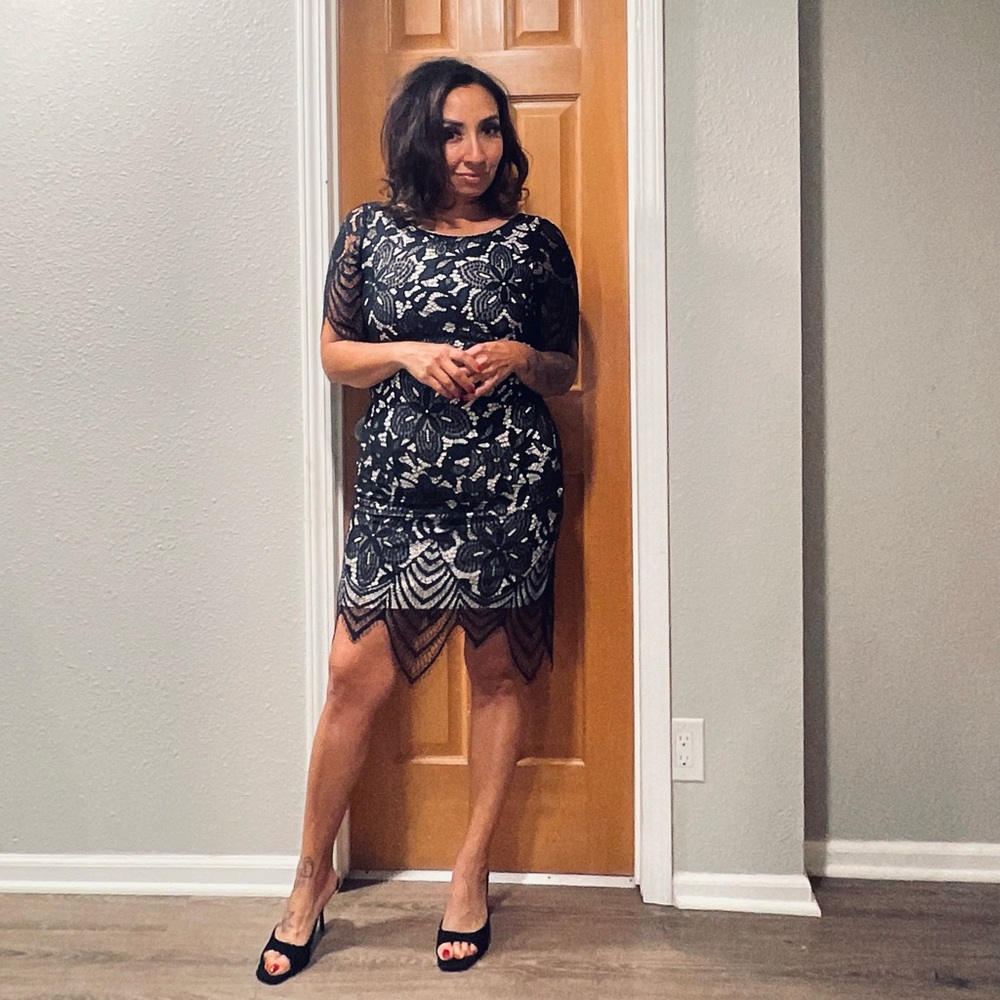 Black and nude lace dress size S